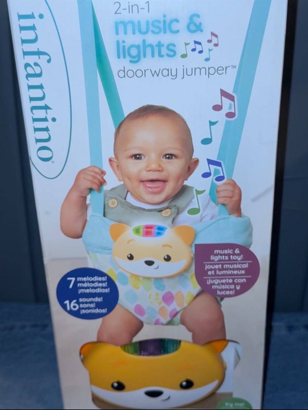 Infantino Light Blue Music & Lights Doorway Jumper